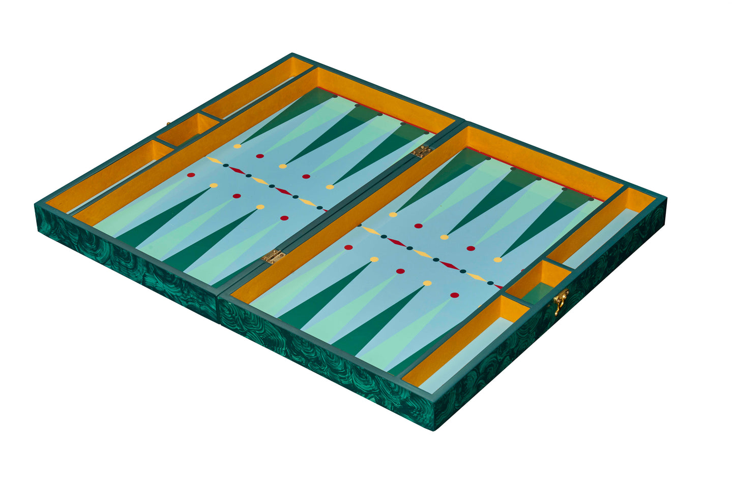 Hand Painted Malachite Lacquer Backgammon Board