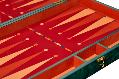 Hand Painted Malachite Lacquer Backgammon Board