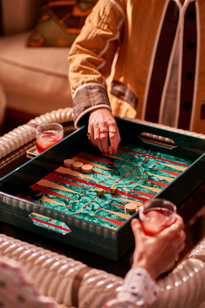 Malachite Lacquer Backgammon Tray