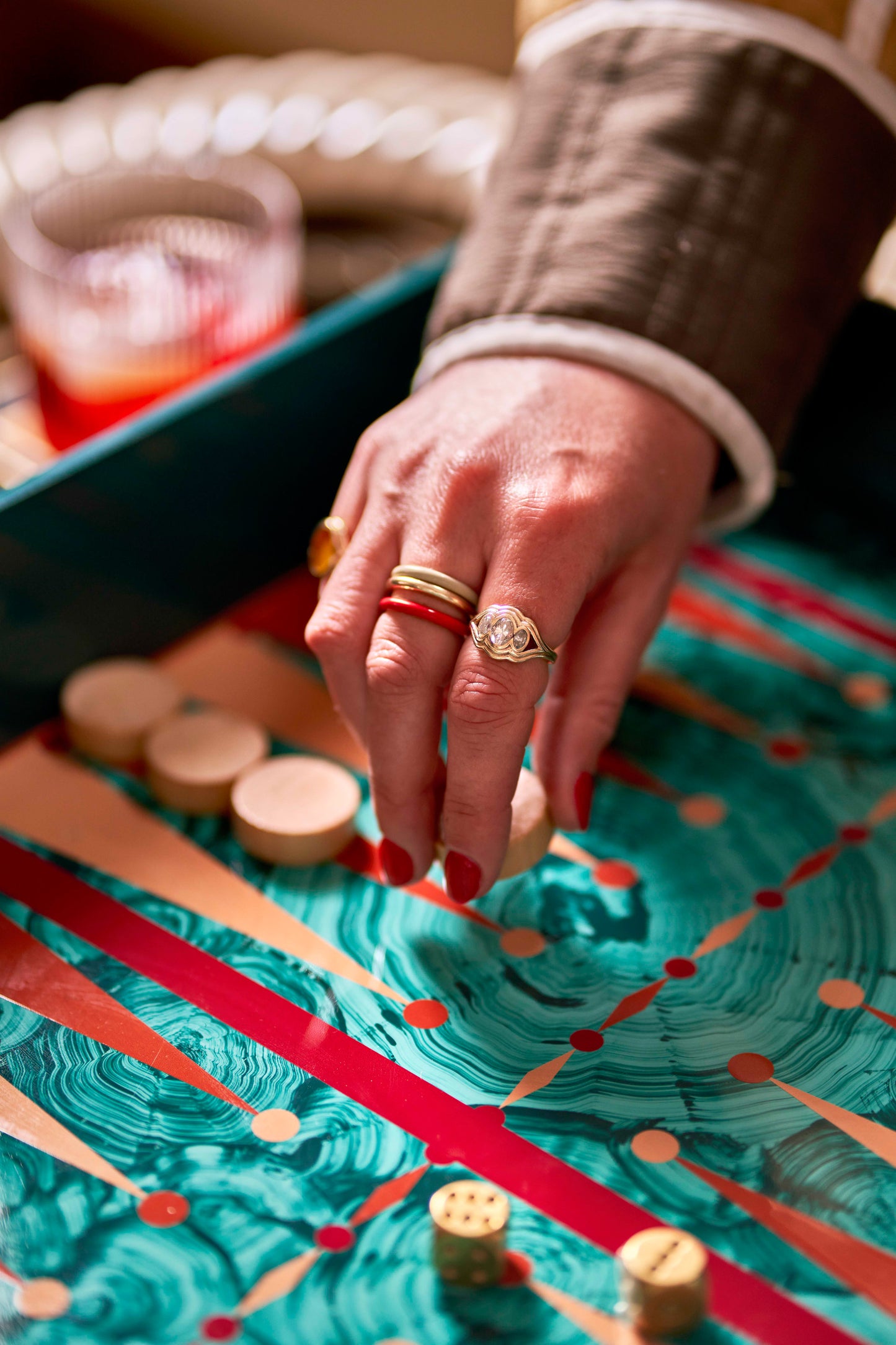 Malachite Lacquer Backgammon Tray