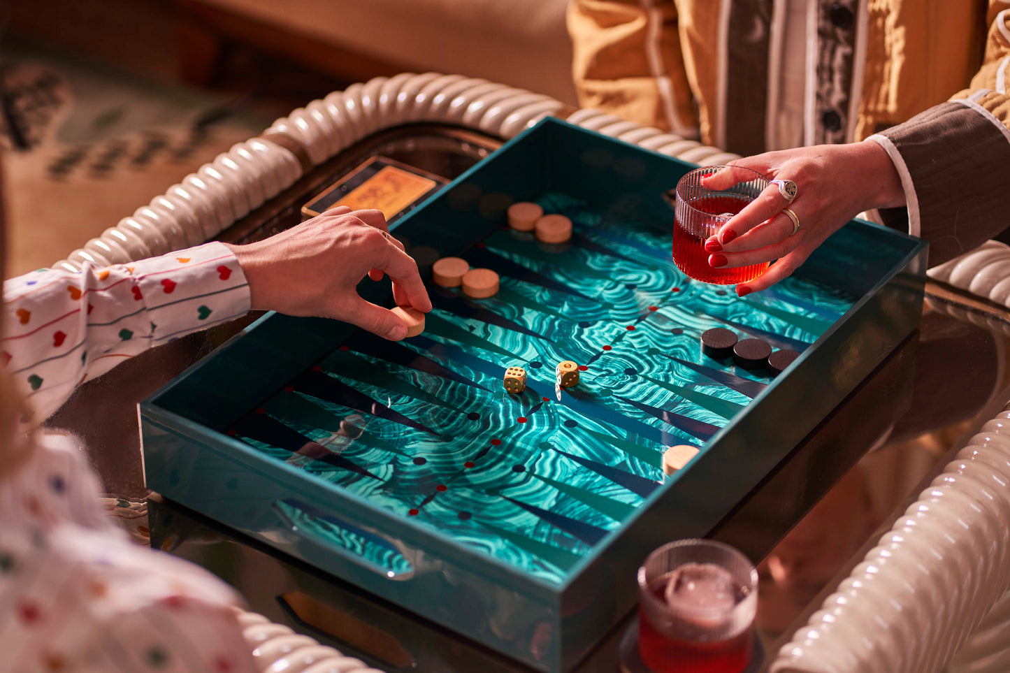 Malachite Lacquer Backgammon Tray