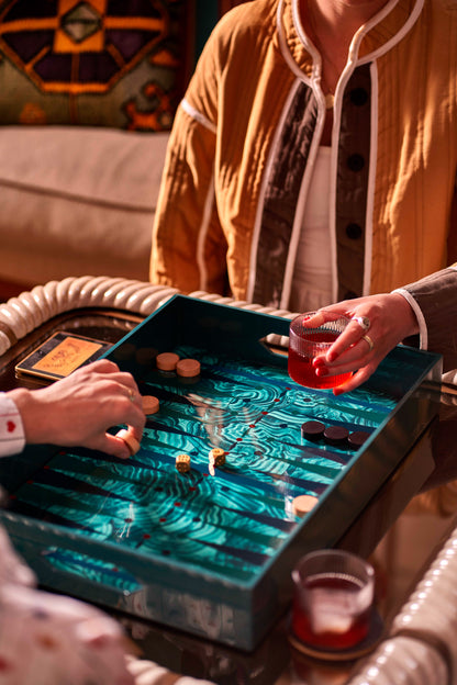 Malachite Lacquer Backgammon Tray