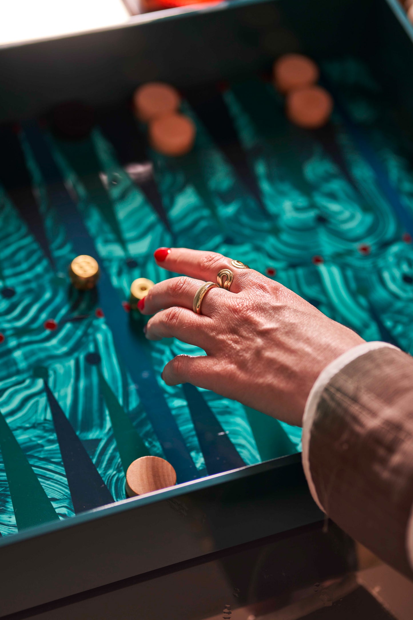 Malachite Lacquer Backgammon Tray