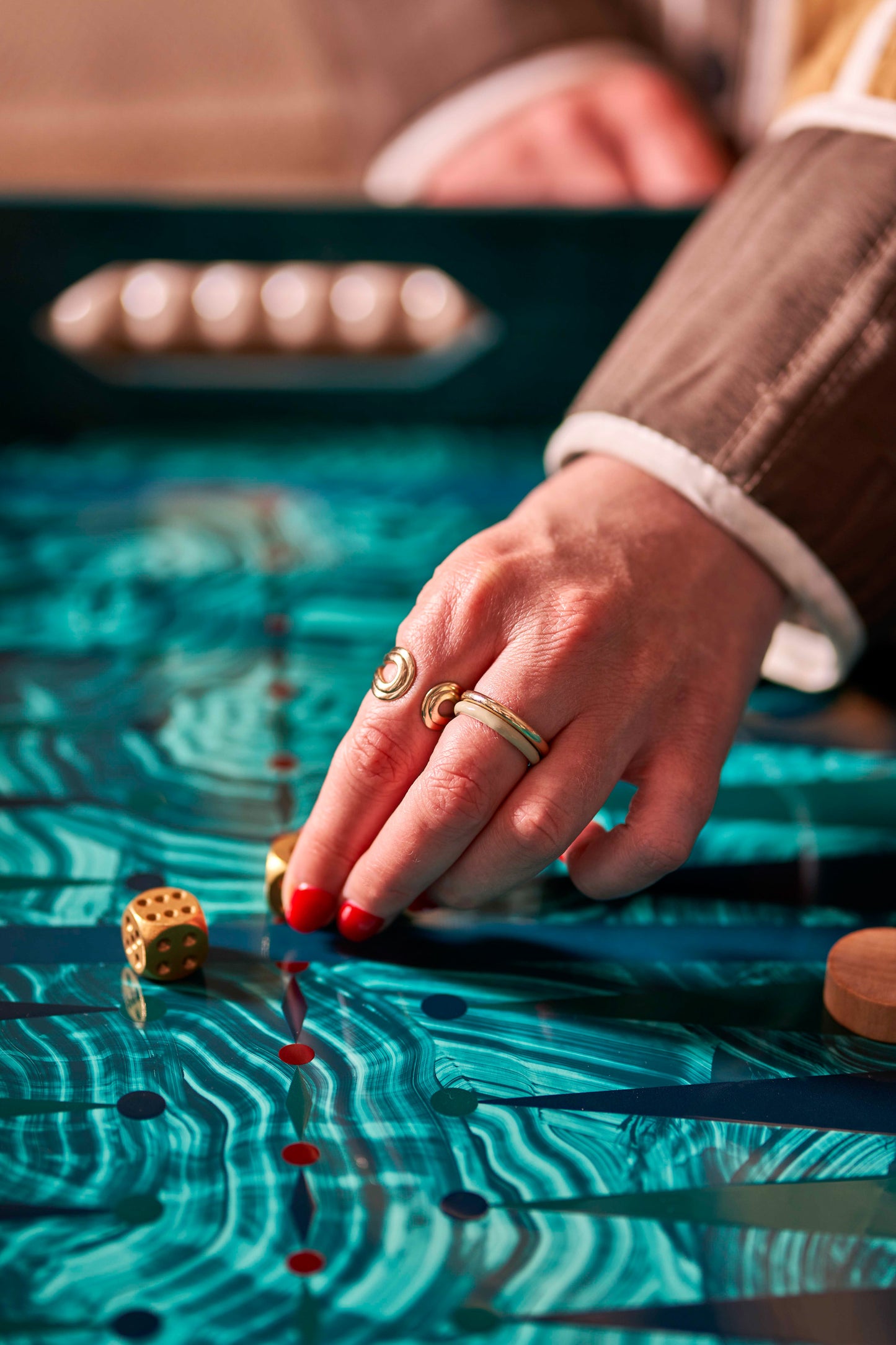 Malachite Lacquer Backgammon Tray