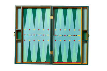 Hand Painted Malachite Lacquer Backgammon Board