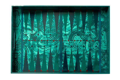 Malachite Lacquer Backgammon Tray