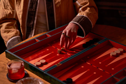 Hand Painted Malachite Lacquer Backgammon Board