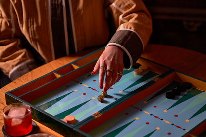 Hand Painted Malachite Lacquer Backgammon Board